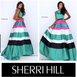 Sherri Hill Black Pink Green Size 4
